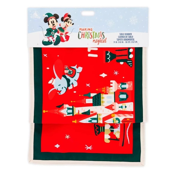 Disney Parks Fantasyland Castle Christmas Reversible Table Runner - NEW - Picture 1 of 3